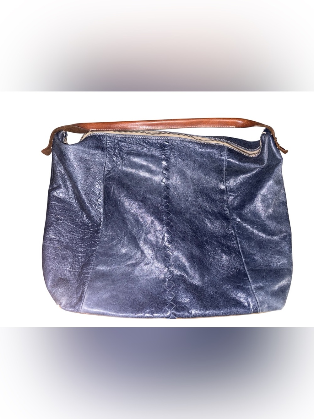 Sofia C Italian Leather Pebbled Blue Hobo Bag